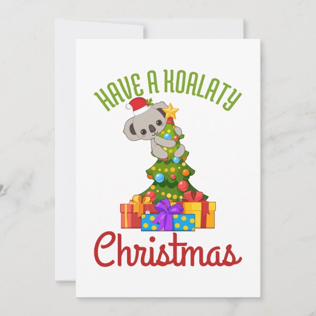 Koala Christmas Tree Cute Holiday Pun  Card (Front)