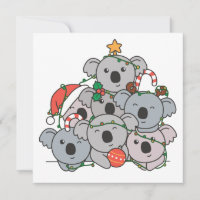 Koala Christmas Tree Funny Animal Christmas Invita
