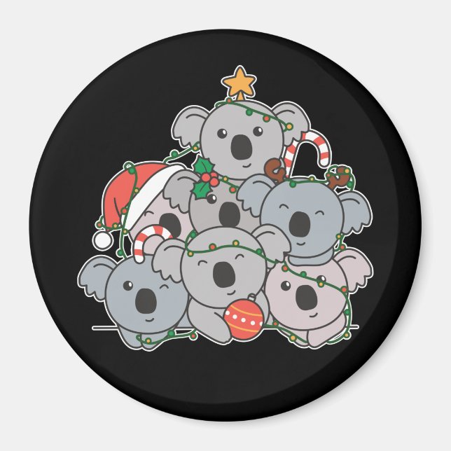 Koala Christmas Tree Funny Animal Christmas Magnet (Front)