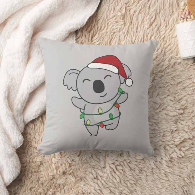 Koala Christmas Winter Animals Koalas Throw Pillow (Blanket)