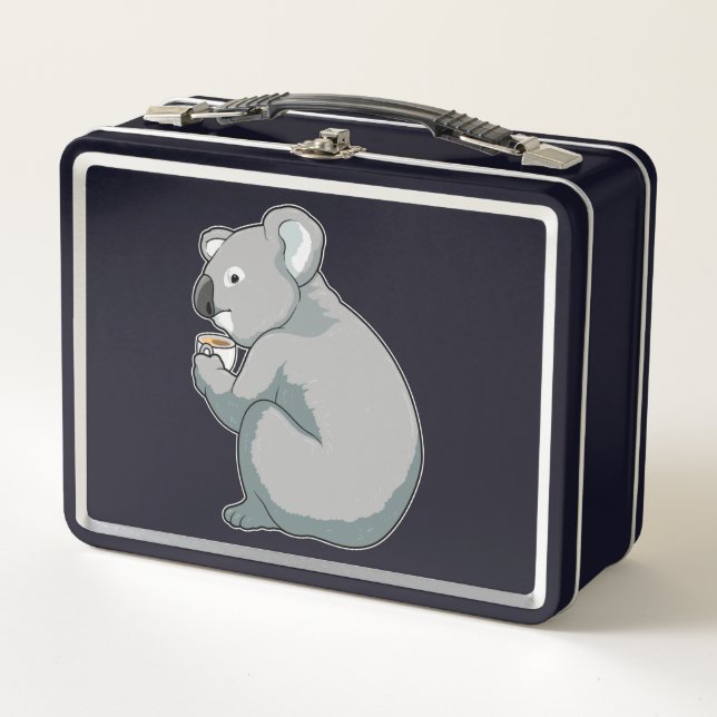 Koala Coffee Cup Metal Lunch Box (Front)