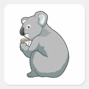 Koala Coffee Cup Square Sticker