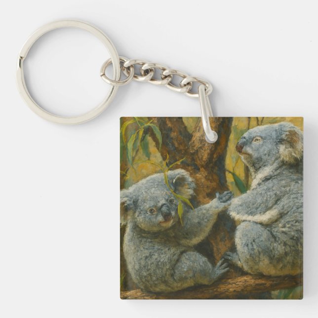 Koala Companions – Realistic Wildlife Pair Key Ring (Front)