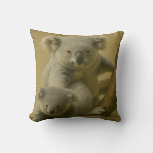 Koala Companions – Tender Wildlife Art Print Cushion (Front)