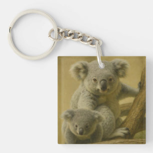 Koala Companions – Tender Wildlife Art Print Key Ring