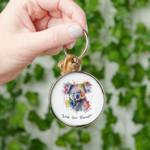 Koala Cuddles in Color, custom Key Ring