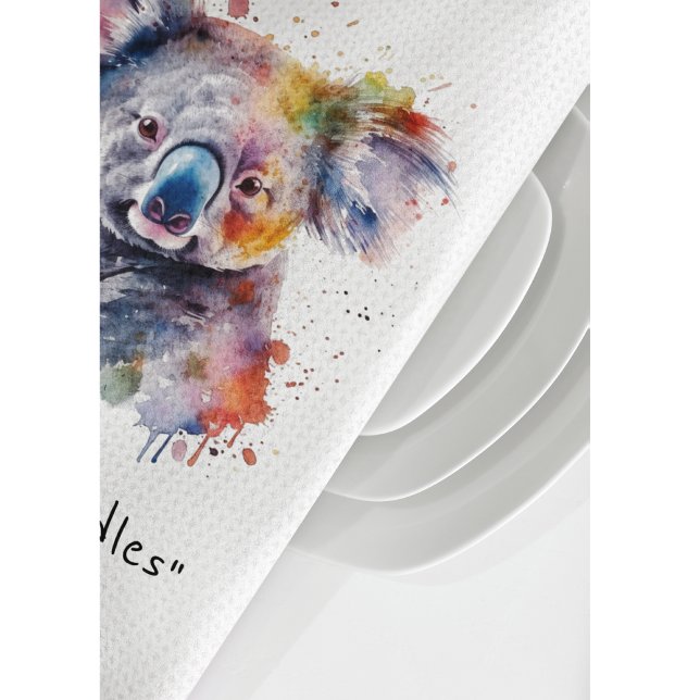 Koala Cuddles in Colour, custom Tea Towel (Creator Uploaded)