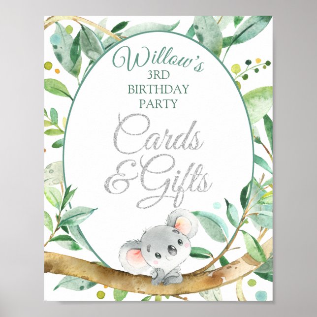 Koala Custom Birthday Party Cards and Gifts Poster (Front)