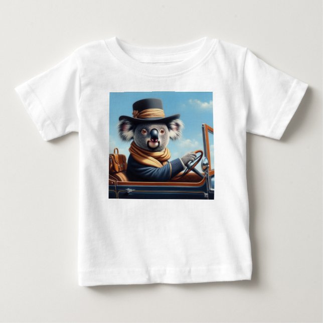 Koala Driving Baby T-Shirt (Front)