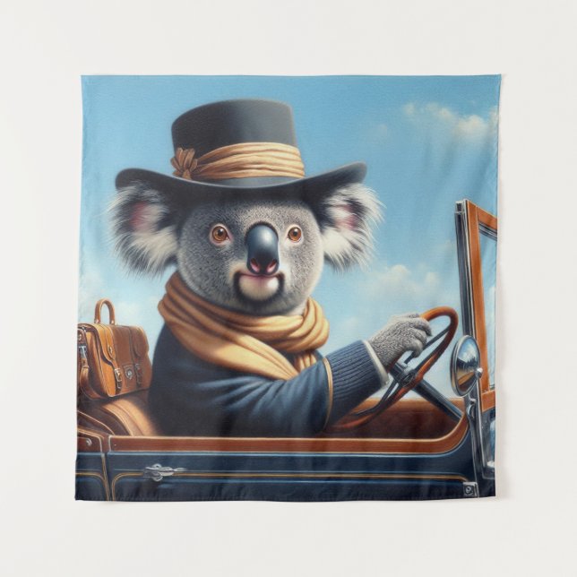 Koala Driving Tapestry (Front)