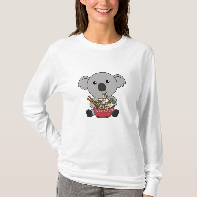 Koala Eat Ramen Cute Kawaii Noodles Koalas T-Shirt (Front)