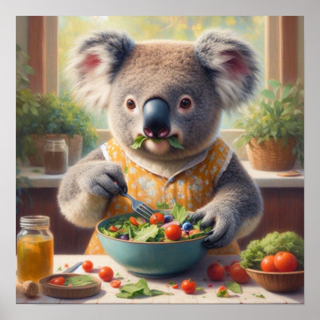 Koala Eating Salad Poster (Front)