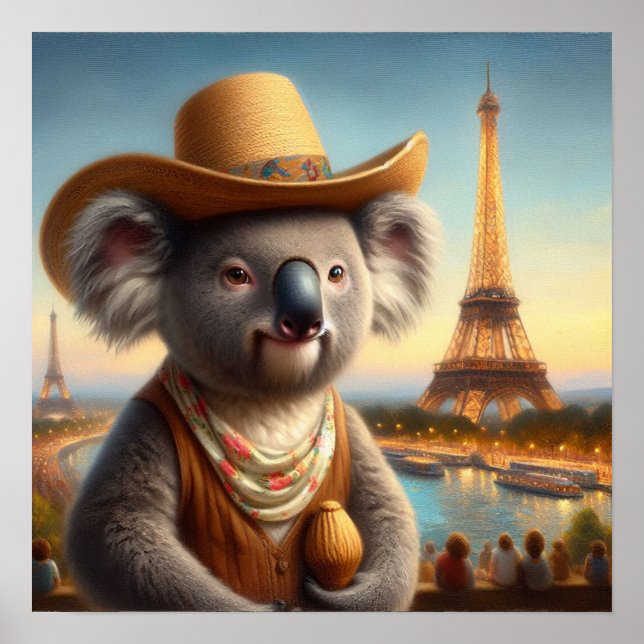 Koala Eiffel Tower Poster (Front)