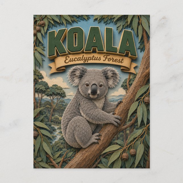 Koala Eucalyptus Forest POPCUT Postcard (Front)