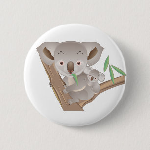 Koala Family 6 Cm Round Badge