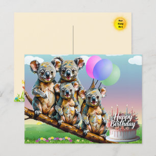 Koala Family Birthday Postcard