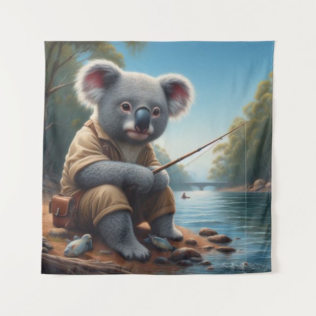 Koala Fishing Tapestry (Front)