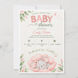Koala flower baby shower invitation