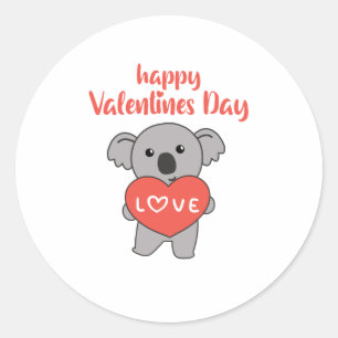 Koala For Valentine's Day Sweet Animals With Classic Round Sticker