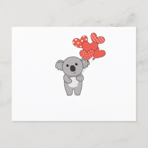 Koala For Valentine's Day Sweet Animals With Postcard