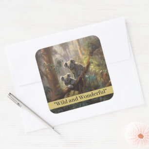 Koala Forest Dreams, custom  Square Sticker