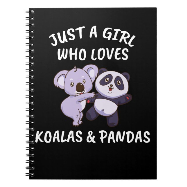 Koala Gift Women Panda Girls Cute Koala and Pandas Notebook (Front)