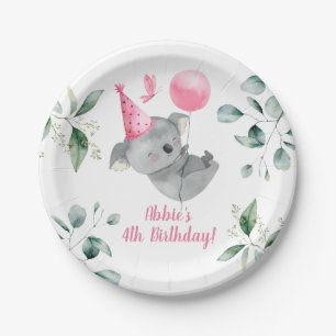 Koala Girl Birthday Paper Plate