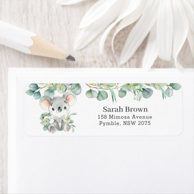 Koala Greenery Eucalyptus Return Address Label (Insitu)