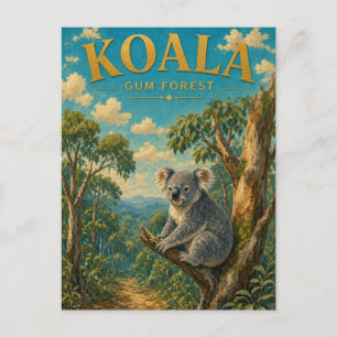Koala Gum Forest Watercolor GeoSaga Postcard