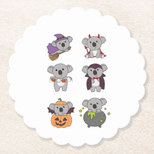Koala Halloween Witch Devil Pumpkin Vampire Paper Coaster