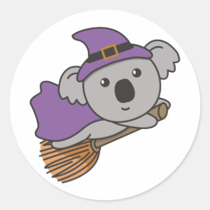 Koala Halloween Witch Kids Witch Costume Classic R Round Sticker