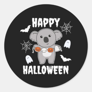 Koala Happy Halloween Pumpkin Bat Costume Classic Round Sticker
