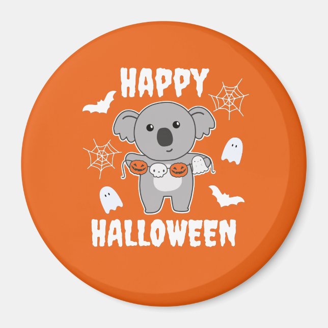 Koala Happy Halloween Pumpkin Bat Costume Magnet (Front)