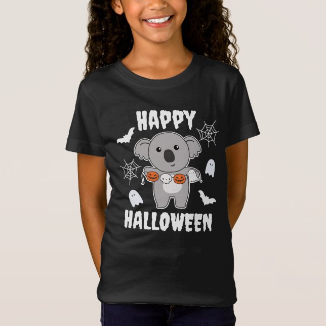 Koala Happy Halloween Pumpkin Bat Costume T-Shirt (Front)