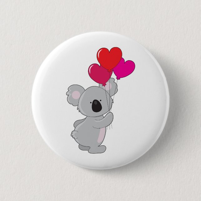 Koala Heart Balloons 6 Cm Round Badge (Front)