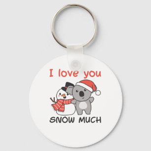 Koala I Love You Snow Much Snowman Pun Key Ring