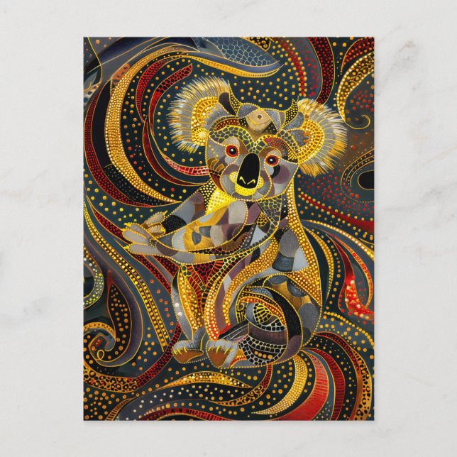 Koala in Aborigine Dot Art Style Postcard (Front)