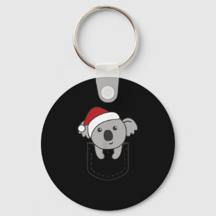 Koala In Cket Christmas Cute Koala In Breast Cket  Key Ring