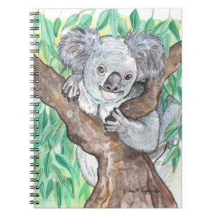 Koala in Eucalyptus Tree Painting Notebook