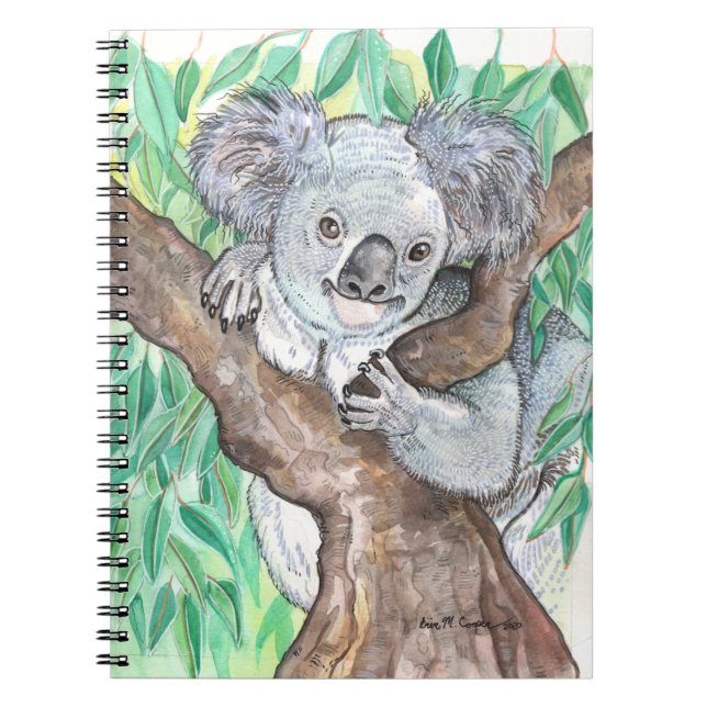 Koala in Eucalyptus Tree Painting Notebook (Front)