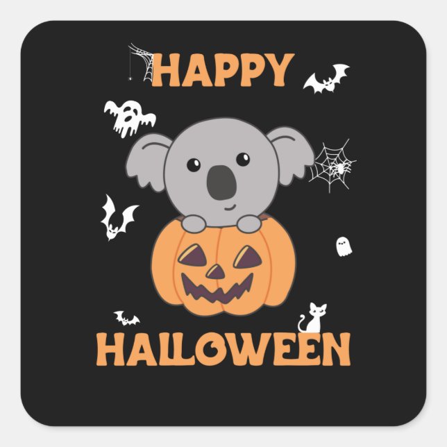 Koala In Pumpkin Sweet Koalas Happy Halloween Square Sticker (Front)