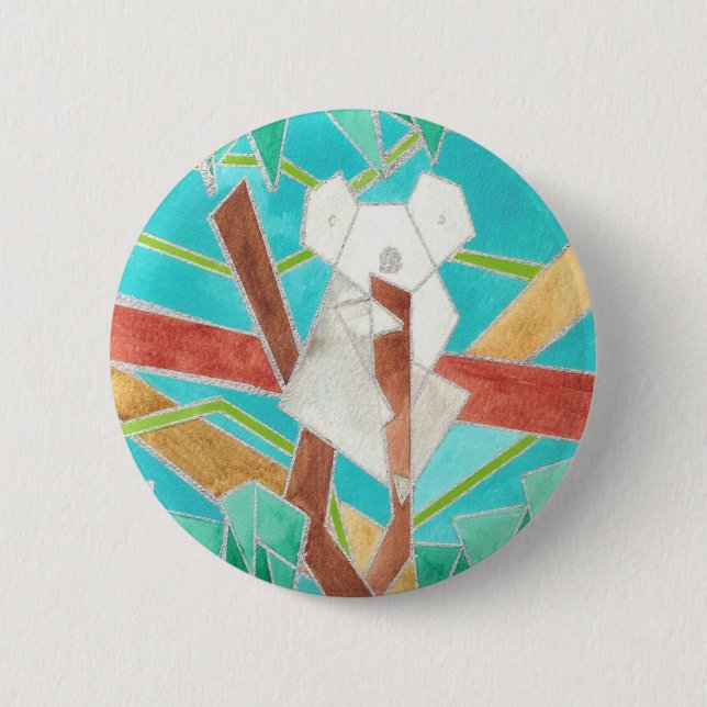 Koala in Tree Original Abstract Art 6 Cm Round Badge (Front)
