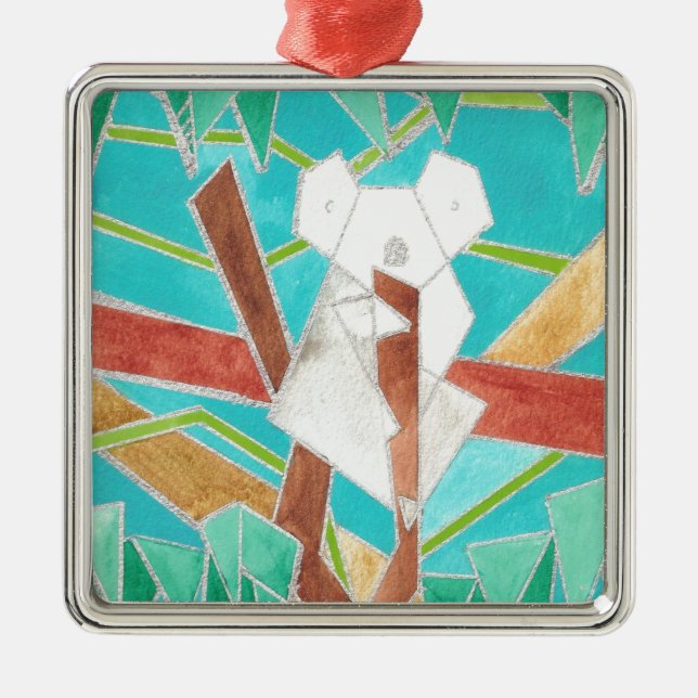Koala in Tree Original Abstract Art Metal Tree Decoration (Front)