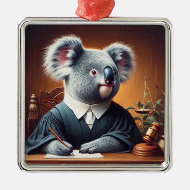 Koala Judge Metal Tree Decoration (Front)