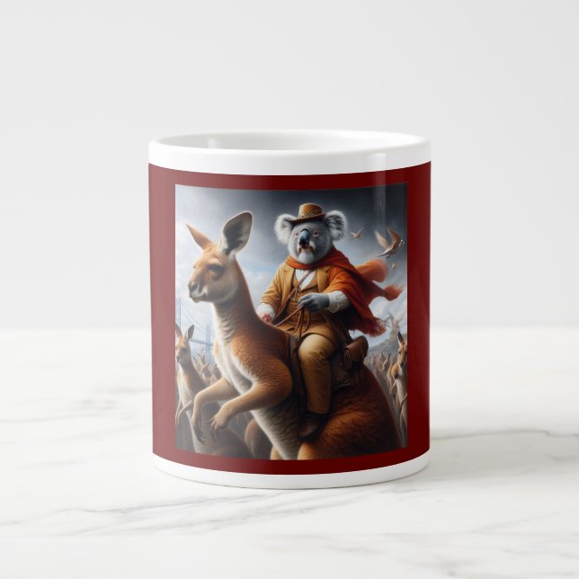 Koala Kangaroo Rider Large Coffee Mug (Front)