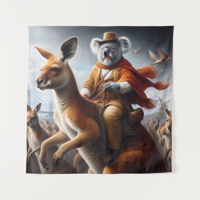 Koala Kangaroo Rider Tapestry (Front)