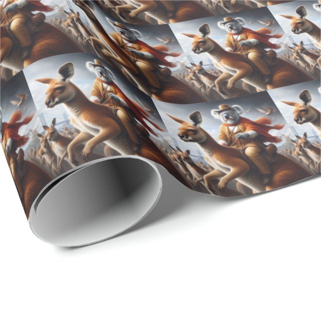 Koala Kangaroo Rider Wrapping Paper (Roll Corner)