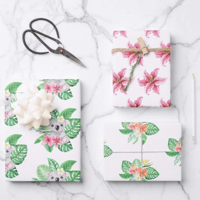 Koala Kids Wrapping Paper Flat Sheet Set of 3 (Front)