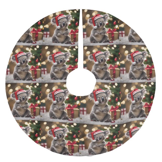 "Koala Kris Kringle: Christmas Down Under" Brushed Polyester Tree Skirt (Front)