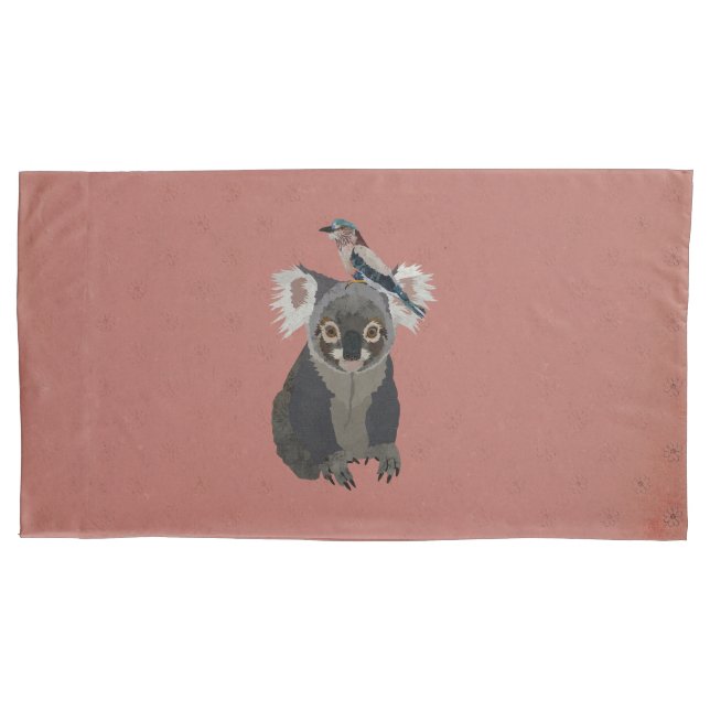 KOALA & LILLAC BIRD PILLOWCASE (Front)